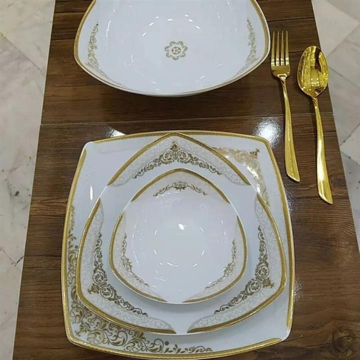 سرویس غذاخوری 6 نفره 30 پارچه چینی پردیس کاشان قالب پاریس طرح دنیا طلایی کد 190B